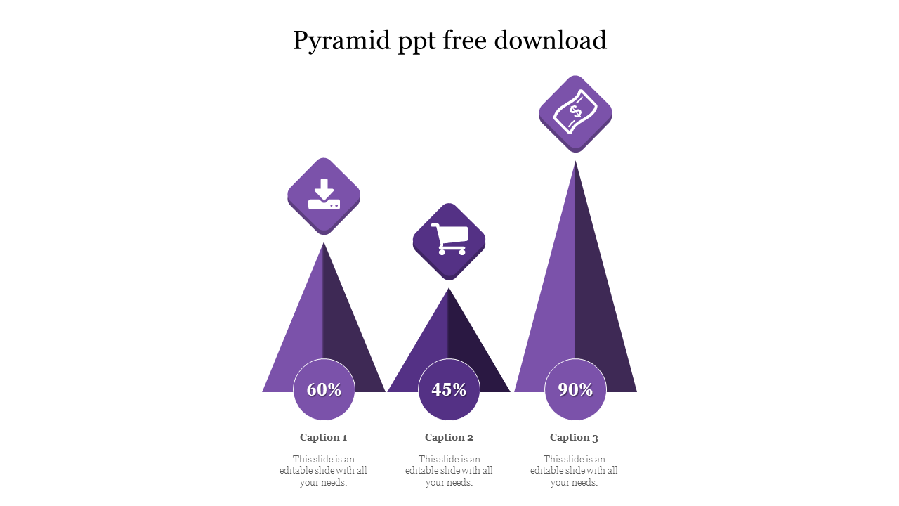 Free - Editable Three Pyramid PPT Free Download For Presentation